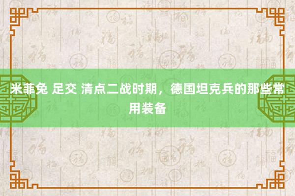 米菲兔 足交 清点二战时期，德国坦克兵的那些常用装备