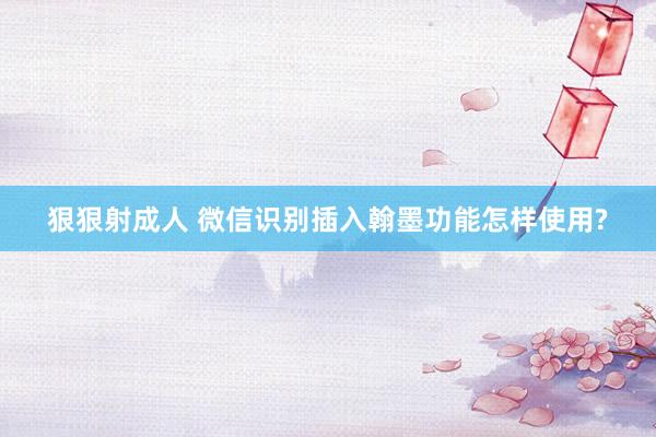 狠狠射成人 微信识别插入翰墨功能怎样使用?