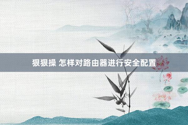 狠狠操 怎样对路由器进行安全配置