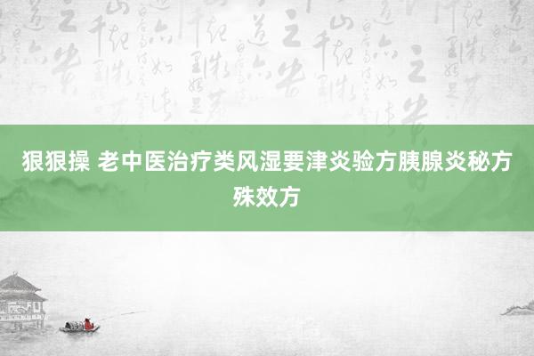 狠狠操 老中医治疗类风湿要津炎验方胰腺炎秘方殊效方
